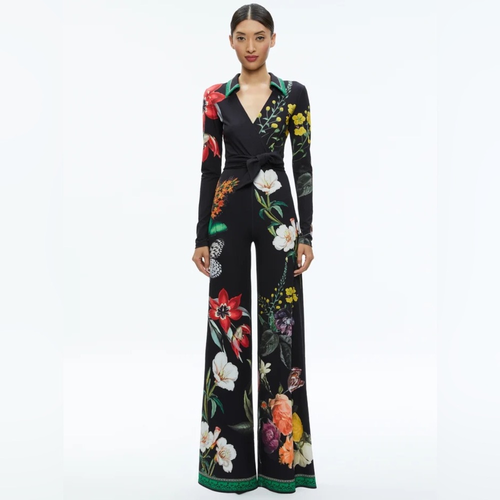 Alice + Olivia Melinda Wide Leg Wrap Jumpsuit - Picture 3 of 16